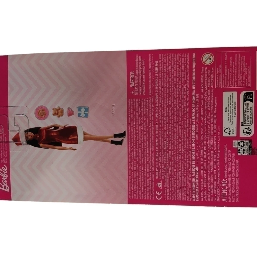 Barbie Santa Doll Brunette Brown Hair